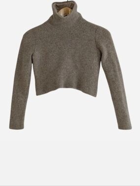 Peruvian Connection Royal Alpaca Cropped Turtleneck Sweater XS Beige